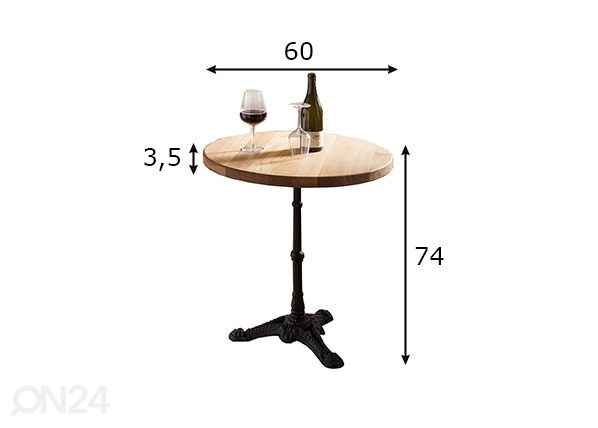 Ruokapöytä Tische Ø 60 cm mitat