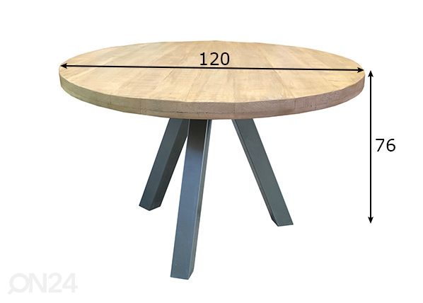Ruokapöytä Tische Ø120 cm mitat