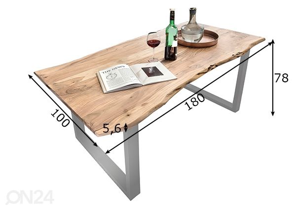 Ruokapöytä Tische 100x180 cm mitat