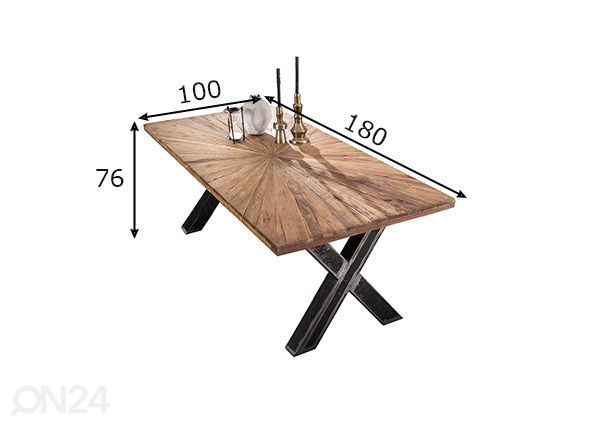 Ruokapöytä Tische 100x180 cm mitat