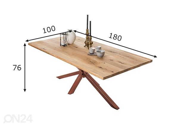 Ruokapöytä Tische 100x180 cm mitat