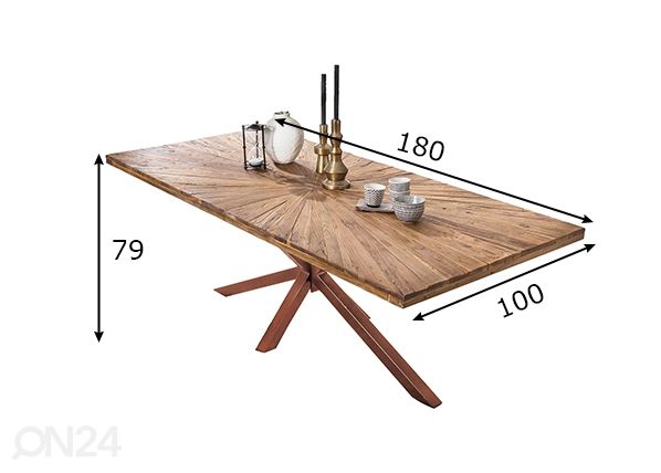 Ruokapöytä Tische 100x180 cm mitat