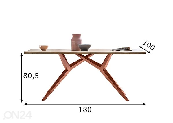 Ruokapöytä Tische 100x180 cm mitat