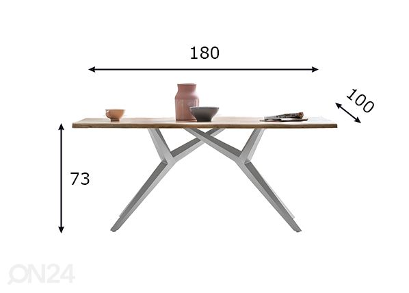 Ruokapöytä Tische 100x180 cm mitat