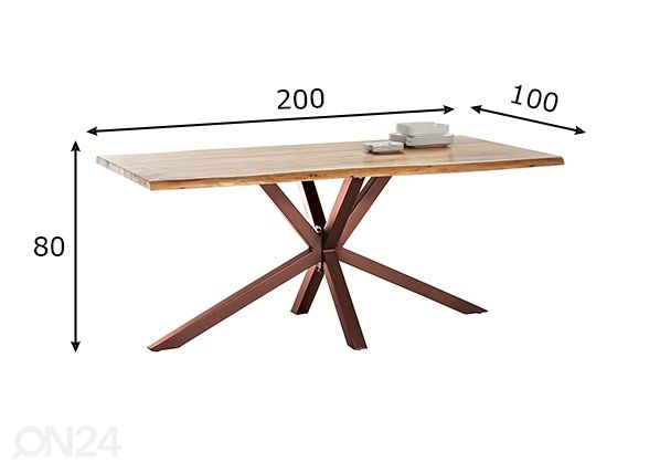 Ruokapöytä Tische 100x200 cm mitat