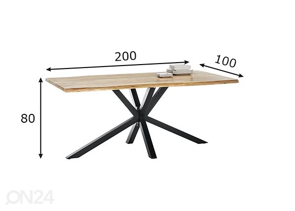 Ruokapöytä Tische 100x200 cm mitat