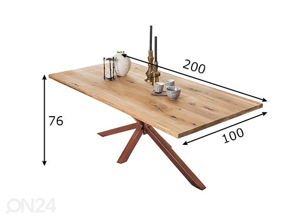 Ruokapöytä Tische 100x200 cm mitat