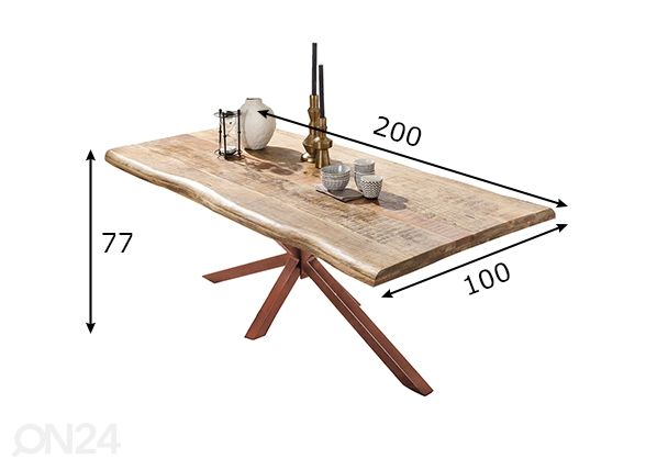 Ruokapöytä Tische 100x200 cm mitat