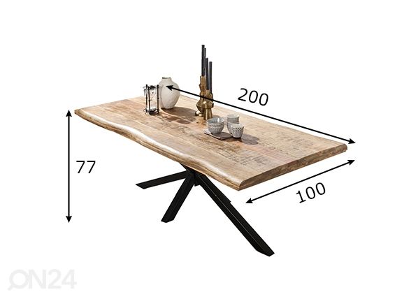 Ruokapöytä Tische 100x200 cm mitat