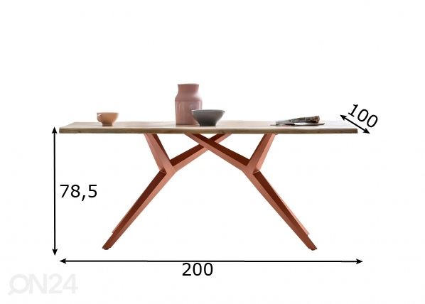 Ruokapöytä Tische 100x200 cm mitat