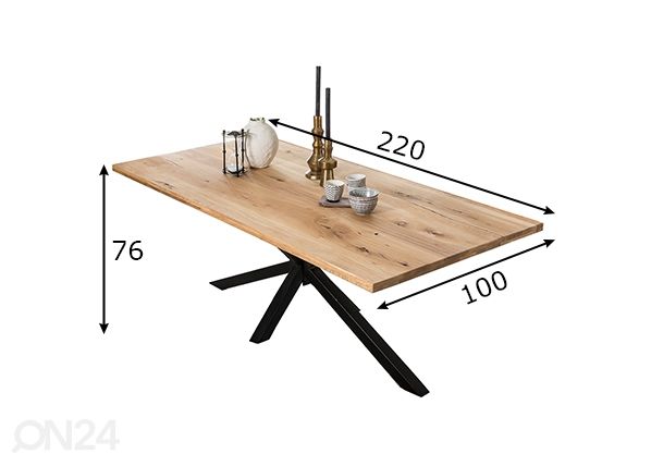 Ruokapöytä Tische 100x220 cm mitat