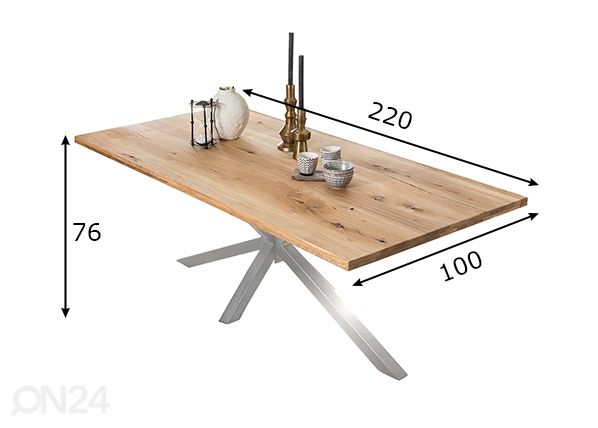 Ruokapöytä Tische 100x220 cm mitat