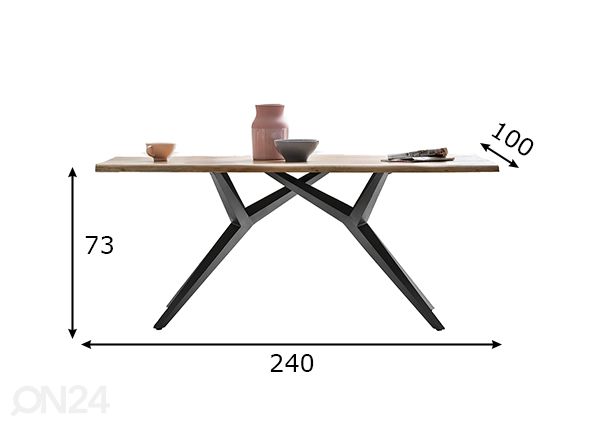 Ruokapöytä Tische 100x240 cm mitat