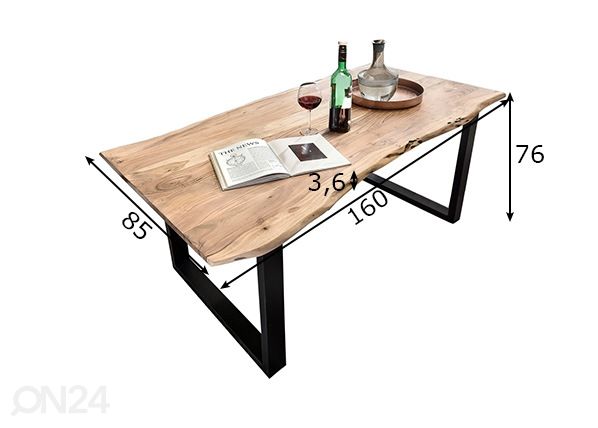 Ruokapöytä Tische 160x85 cm mitat