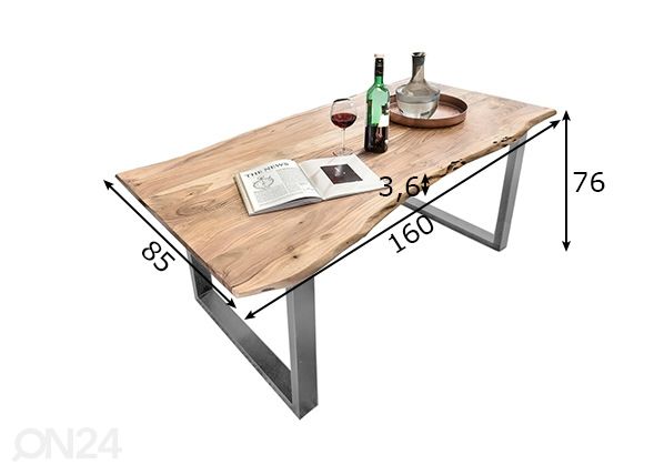 Ruokapöytä Tische 160x85 cm mitat