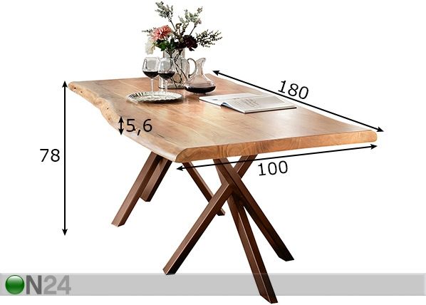 Ruokapöytä Tische 180x100 cm mitat
