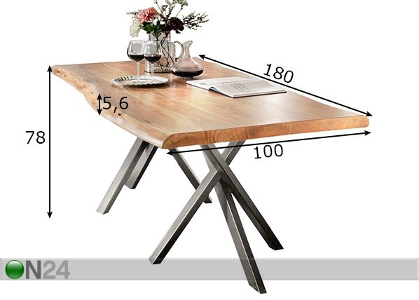 Ruokapöytä Tische 180x100 cm mitat