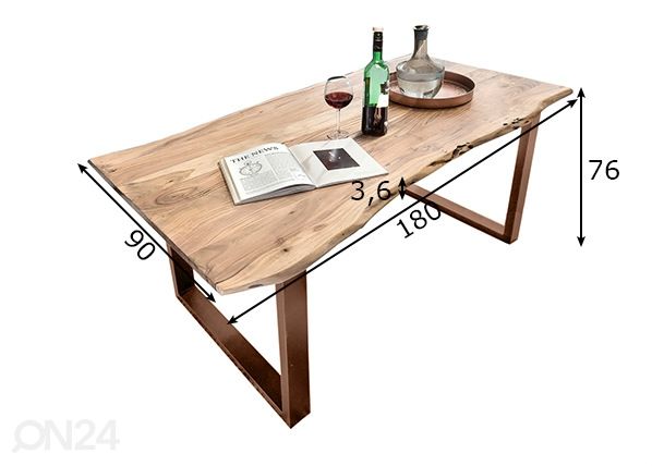 Ruokapöytä Tische 180x90 cm mitat