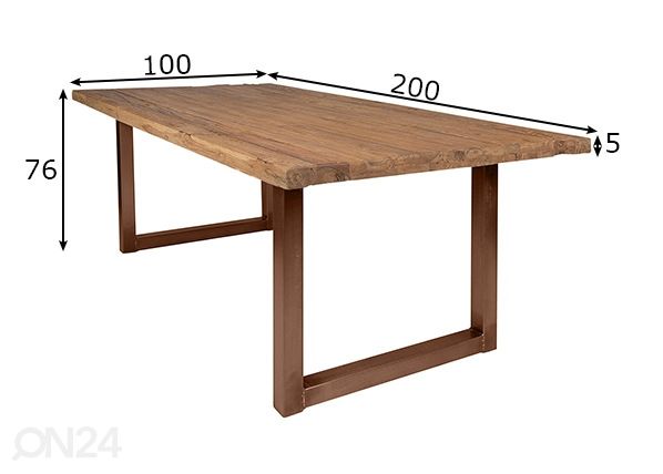 Ruokapöytä Tische 200x100 cm mitat