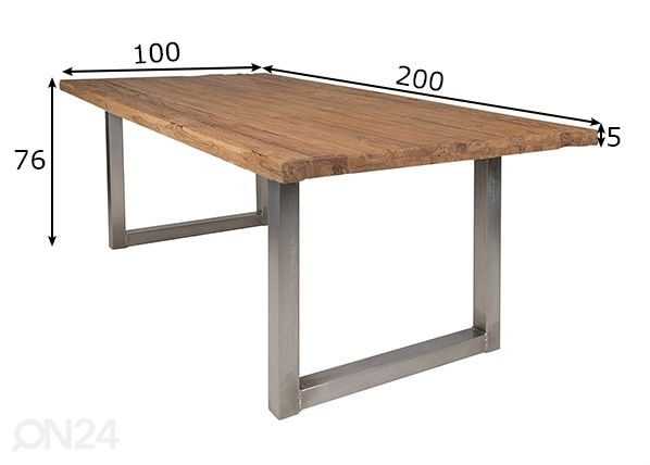 Ruokapöytä Tische 200x100 cm mitat