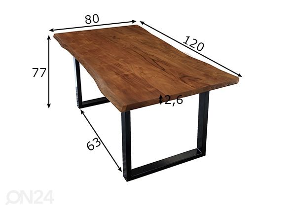 Ruokapöytä Tische 80x120 cm mitat