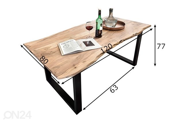 Ruokapöytä Tische 80x120 cm mitat