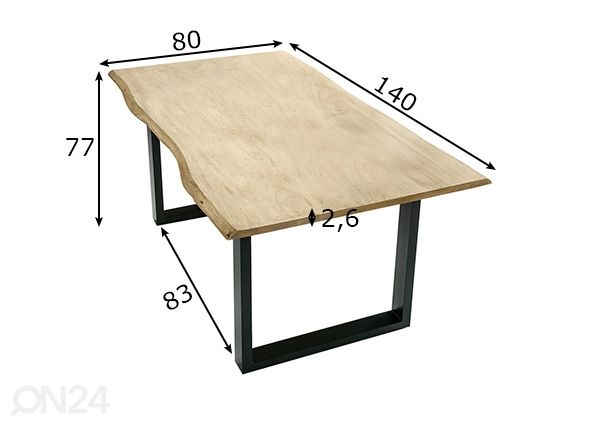 Ruokapöytä Tische 80x140 cm mitat