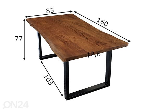 Ruokapöytä Tische 85x160 cm mitat