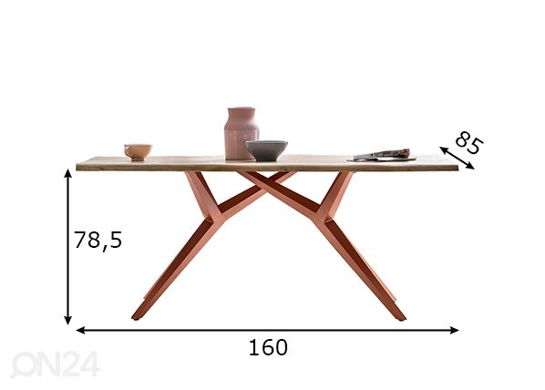 Ruokapöytä Tische 85x160 cm mitat