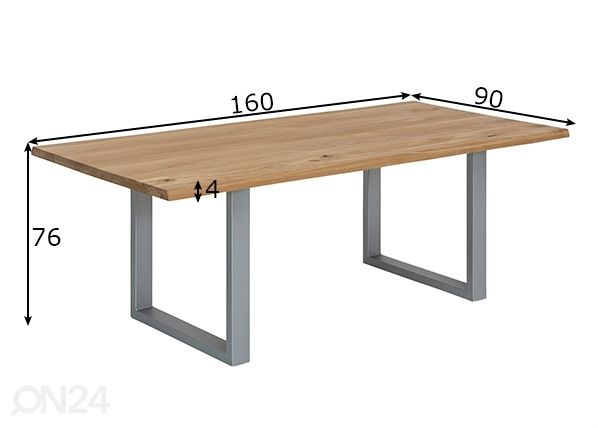 Ruokapöytä Tische 90x160 cm mitat