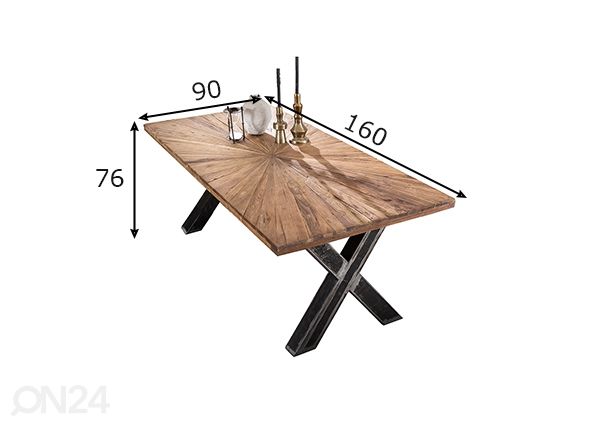 Ruokapöytä Tische 90x160 cm mitat