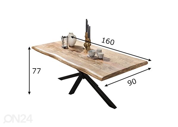 Ruokapöytä Tische 90x160 cm mitat