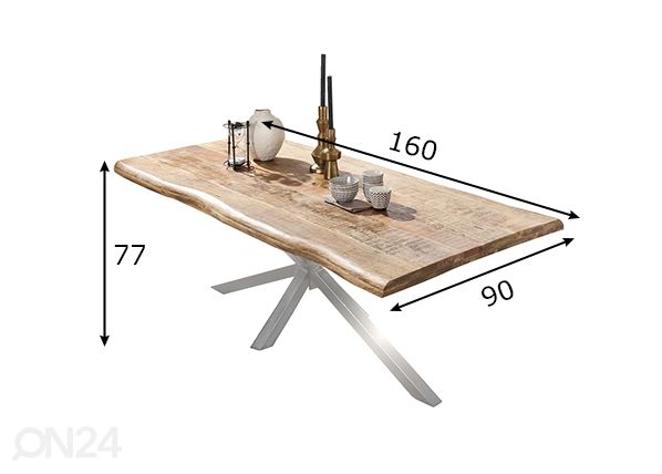 Ruokapöytä Tische 90x160 cm mitat