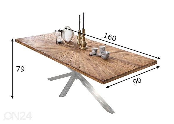 Ruokapöytä Tische 90x160 cm mitat