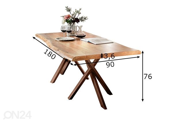 Ruokapöytä Tische 90x180 cm mitat