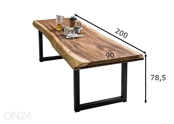 Ruokapöytä Tische 90x200 cm mitat