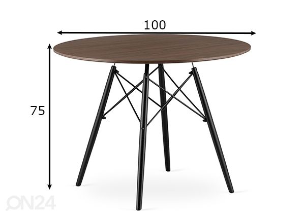 Ruokapöytä Todi Ø 100 cm, tumma saarni mitat