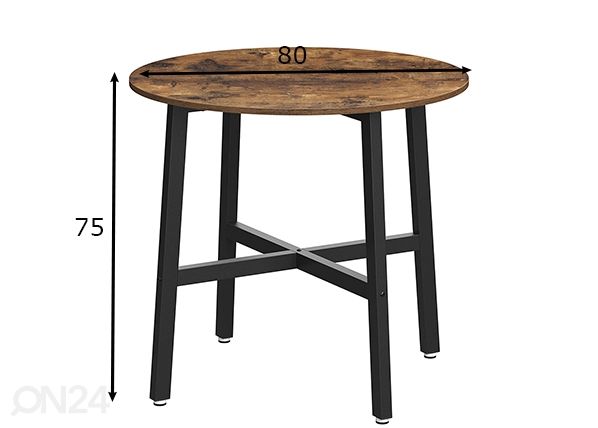 Ruokapöytä Todi Ø 80 cm, ruskea/musta mitat