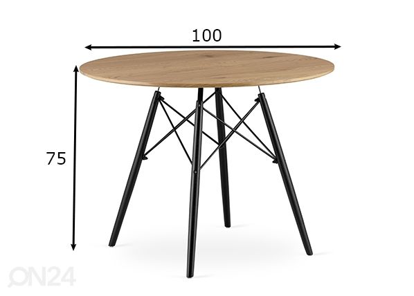 Ruokapöytä Todi Ø100 cm, hunaja tammi mitat