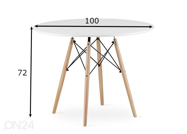 Ruokapöytä Todi Ø100 cm, valkoinen mitat