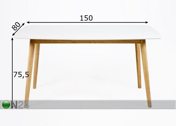 Ruokapöytä Tokyo 80x150 cm mitat