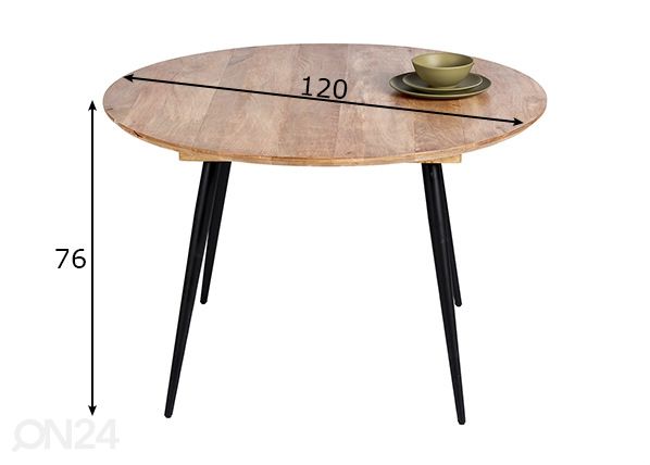 Ruokapöytä Tom Tailor Ø120 cm mitat