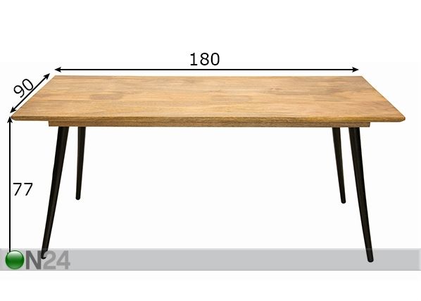 Ruokapöytä Tom Tailor 180x90 cm mitat