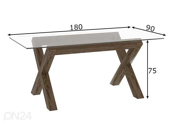 Ruokapöytä Turin 90x180 cm mitat