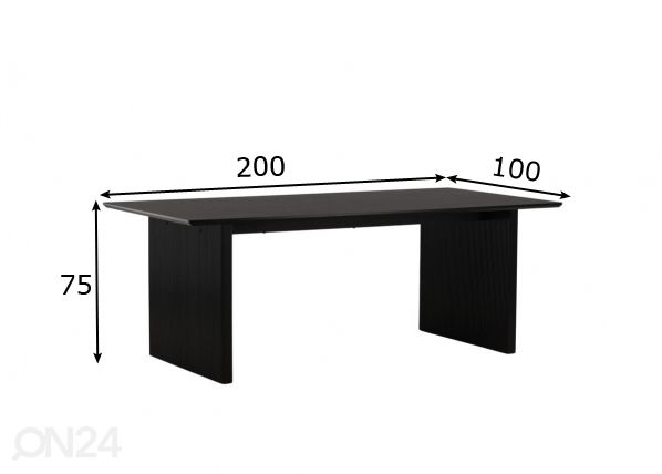 Ruokapöytä Vail 200x100 cm mitat