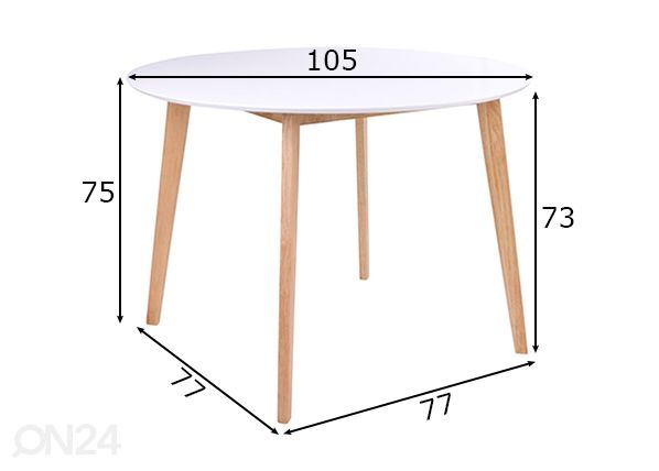 Ruokapöytä Vojens Ø105 cm mitat