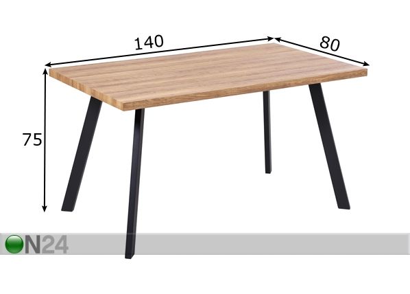 Ruokapöytä West 140x80 cm mitat