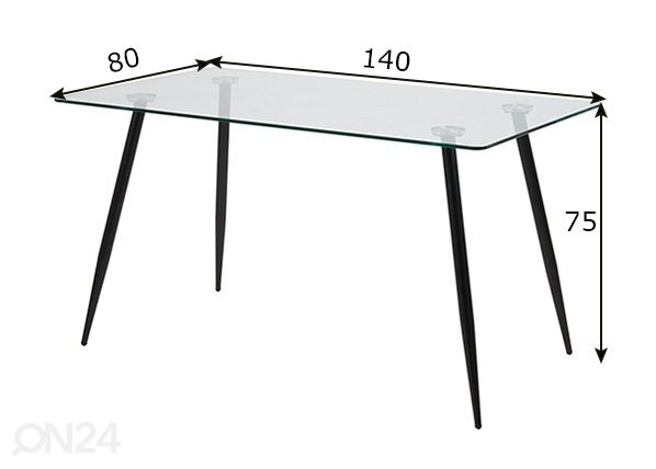 Ruokapöytä Wichita 80x140 cm mitat