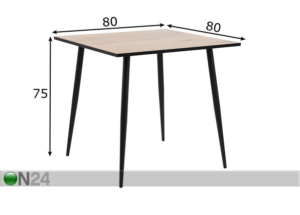 Ruokapöytä Wichita 80x80 cm mitat