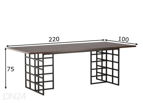 Ruokapöytä Ystad 220x100 cm mitat